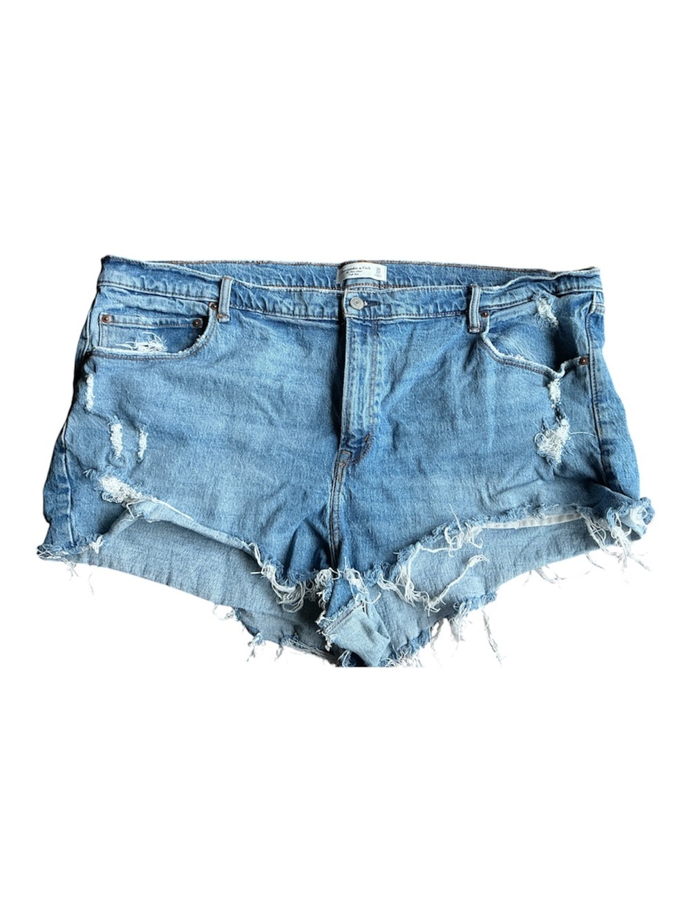 Abercrombie Mom Shorts High Rise Distressed Denim Shorts Size 36 plus Y2K Cutoff